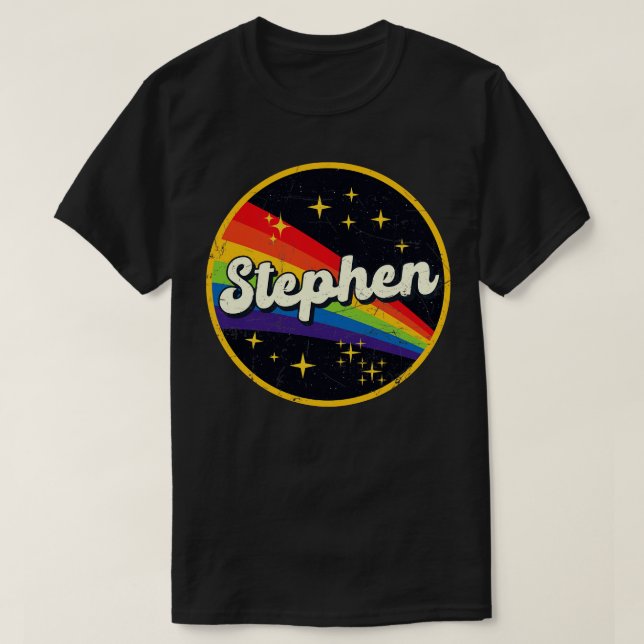 Stephen Rainbow In Space Vintage GrungeStyle T-Shirt (Design Front)