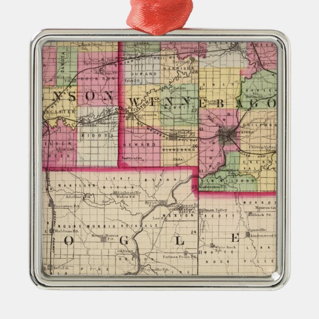 Stephenson, Winnebago, Boone counties Metal Tree Decoration (Front)