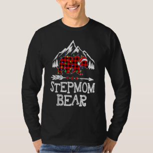 Stepmom Bear Buffalo Plaid Matching Family Christm T-Shirt