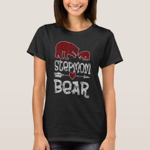 Stepmom Bear Buffalo Red Plaid Arrow Christmas Paj T-Shirt