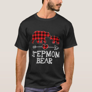 Stepmom Bear Christmas Pajama Red Plaid Buffalo Fa T-Shirt