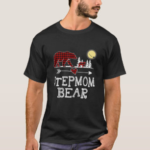 Stepmom Bear Christmas Pajama Red Plaid Buffalo T-Shirt
