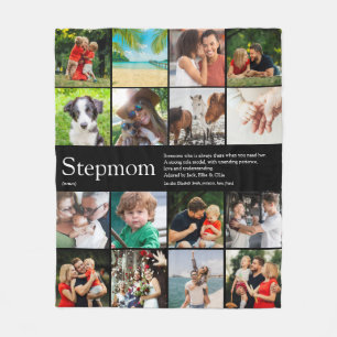 Stepmom Bonus Mum Definition Photo Collage Fleece Blanket