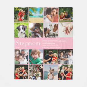 Stepmom Bonus Mum Definition Photo Collage Pink Fleece Blanket