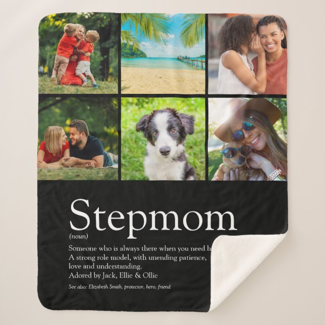 Stepmom Bonus Mum Definition Photo Collage Sherpa Blanket (Front)