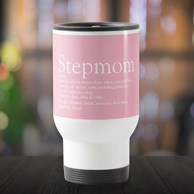 Stepmom Definition Quote Modern Pink Travel Mug (Stepmom Definition Quote Modern Pink Travel Mug)