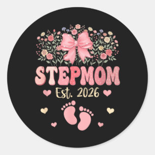 Stepmom Est 2026 Flowers Mothers Day Expecting Classic Round Sticker