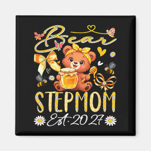 Stepmom Est 2027 Floral Bow Tie Mothers Day Bear Magnet