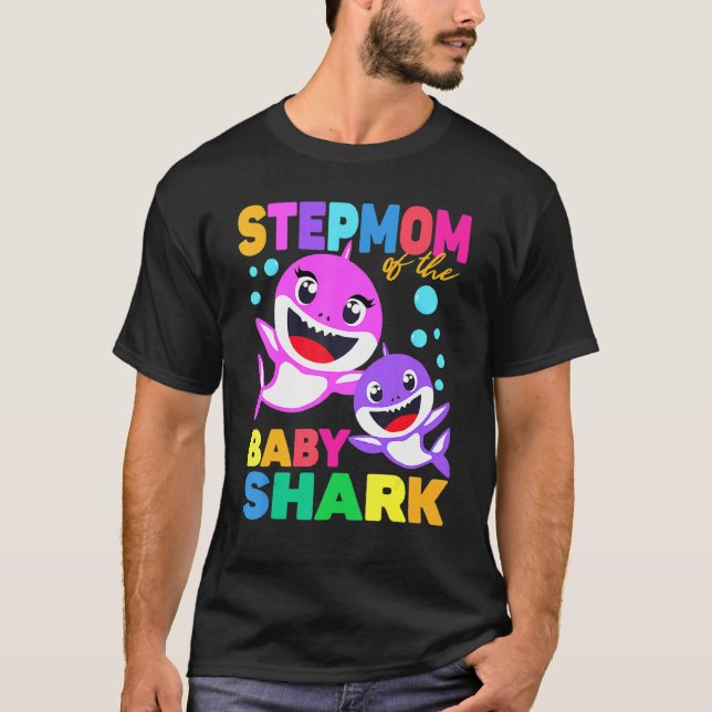 Stepmom Of The Baby Birthday Shark Stepmom Shark C T-Shirt (Front)