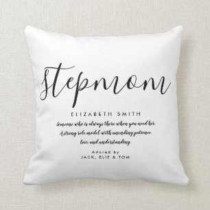 Stepmom Quote Elegant Black and White Throw Pillow