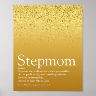 Stepmom, Stepmother Definition Gold Glitter Poster