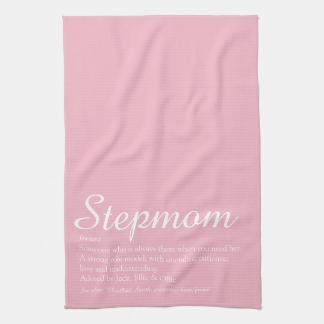 Stepmom Stepmother Definition Pink Tea Towel (Vertical)