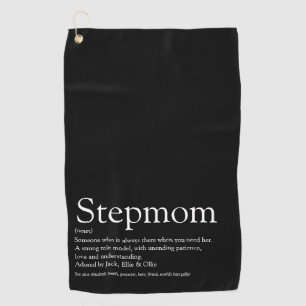 Stepmom Stepmother Modern Fun Black and White Golf Towel