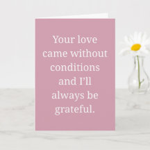 Stepmom Unconditional Love Grateful Heart Card
