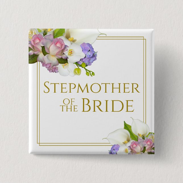 Stepmother of the Bride Elegant Floral Cluster 15 Cm Square Badge (Front)