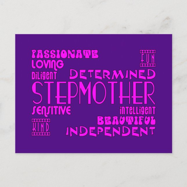 Stepmothers Stepmoms Birthday Parties : Qualities Postcard (Front)