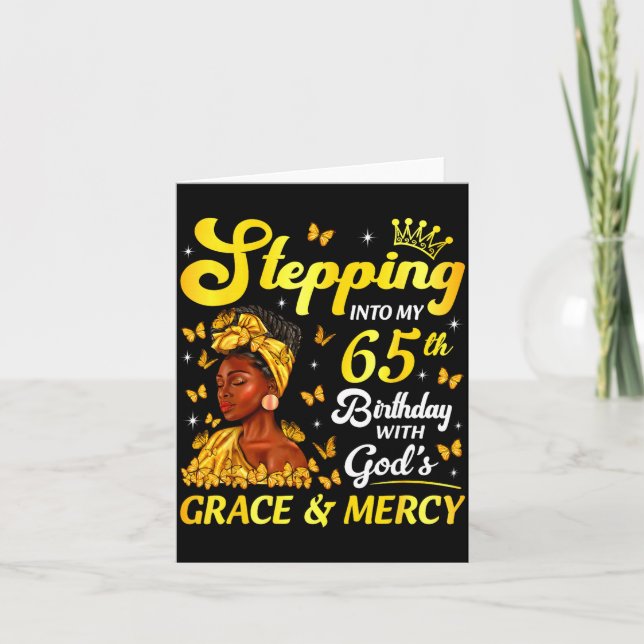 Stepng Into My 65th Birthday Christian Afro Women  Card (Front)