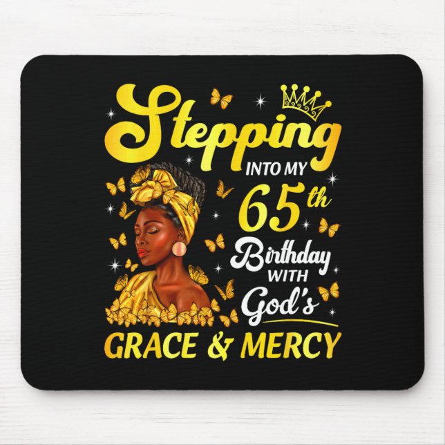 Stepng Into My 65th Birthday Christian Afro Women  Mouse Pad (Front)