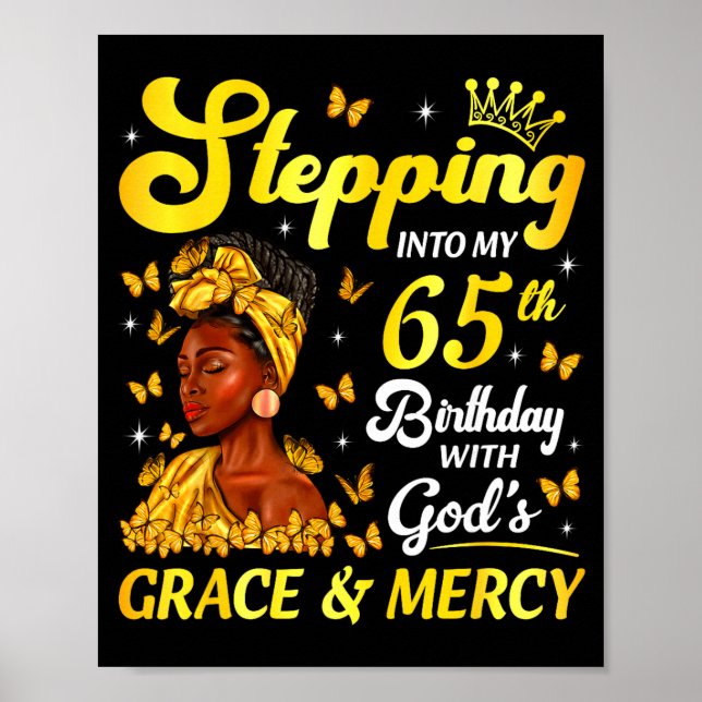 Stepng Into My 65th Birthday Christian Afro Women  Poster (Front)