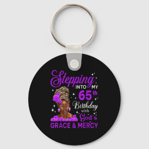 Stepng Into My 65th Birthday Headwrap Black Woman  Key Ring