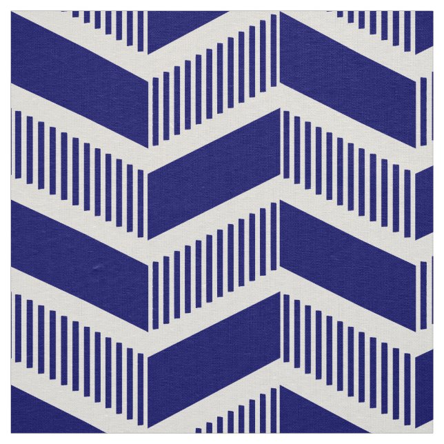 Stepped Chevrons - Deep Navy Fabric (Swatch)