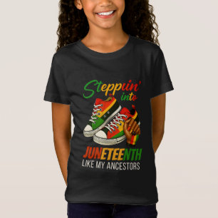 Steppin' Into Juneteenth – Black Woman Pride T-Shirt