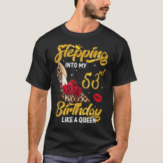 Stepping Into 54th Birthday Like A Queen Leopard T-Shirt