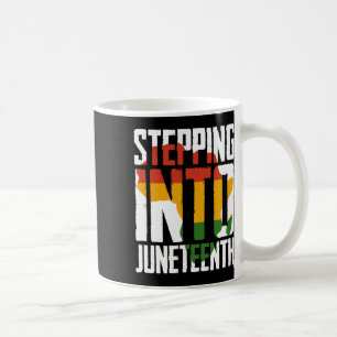 Stepping Into Juneteenth Afro Woman And Man Black Coffee Mug