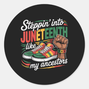 Stepping Into Juneteenth Afro Woman Black African Classic Round Sticker