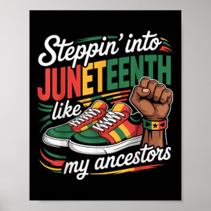 Stepping Into Juneteenth Afro Woman Black African Poster
