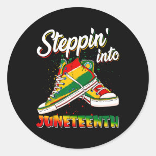Stepping Into Juneteenth Afro Woman Black Girls Sn Classic Round Sticker
