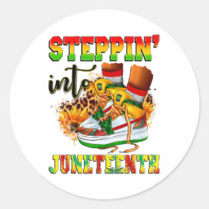 Stepping Into Juneteenth Afro Woman Black Girls Sn Classic Round Sticker
