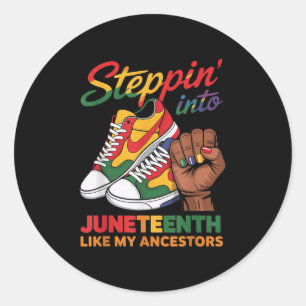 Stepping Into Juneteenth Afro Woman Black Girls Sn Classic Round Sticker