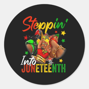 Stepping Into Juneteenth Afro Woman Black Girls Sn Classic Round Sticker