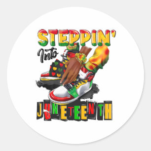 Stepping Into Juneteenth Afro Woman Black Girls Sn Classic Round Sticker