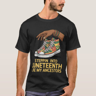 Stepping Into Juneteenth Afro Woman Black Pride T-Shirt