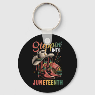 Stepping Into Juneteenth Black History Cowgirl Boo Key Ring