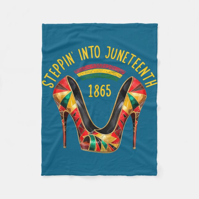 Stepping into juneteenth high heels pride black fleece blanket (Front)