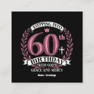 Stepping into My 60th Birthday with God's Grace Square Business Card