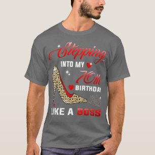 Stepping Into My 70th Birthday Leopard Gift Tee Fo