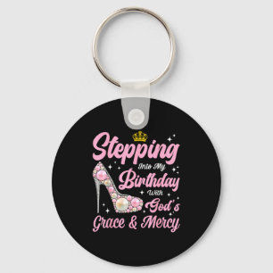 Stepping Into My Birthday Woman Girl High Heels Ch Key Ring