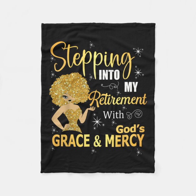 Stepping Into My Retirement With God's Grace And M Fleece Blanket (Front)