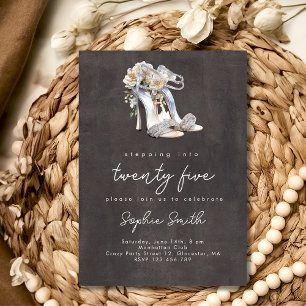 Stepping into...woman birthday party watercolor invitation