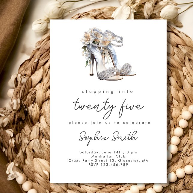 Stepping into...woman birthday party watercolor invitation (Creator Uploaded)