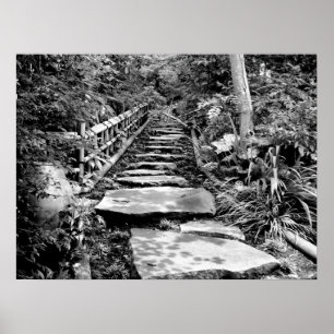 Stepping Stone Path in Black & White Poster