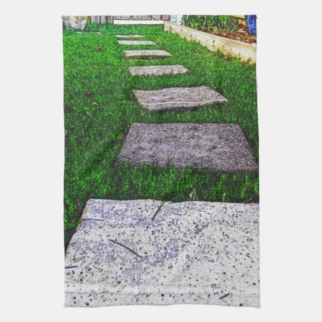 Stepping Stones by Shirley Taylor Tea Towel (Vertical)