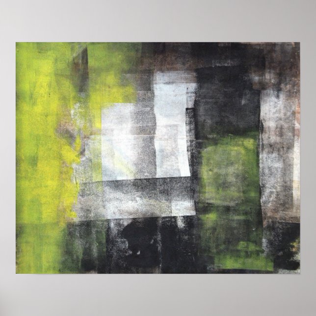 'Steps' Black and Yellow Abstract Art Poster (Front)