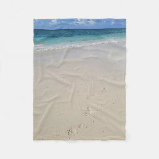 Steps in the Sand: Coastal Comfort Fleece Blanket