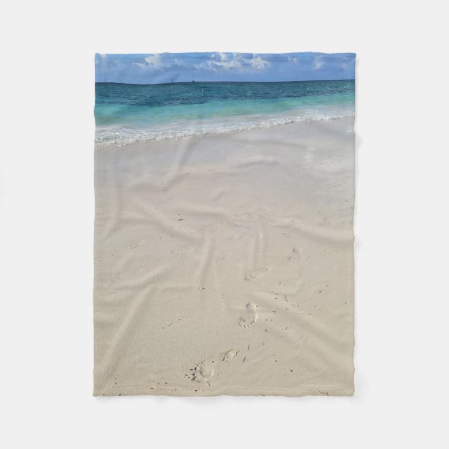 Steps in the Sand: Coastal Comfort Fleece Blanket (Front)