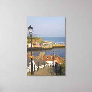Steps leading down to the harbour, Whitby, North Canvas Print
